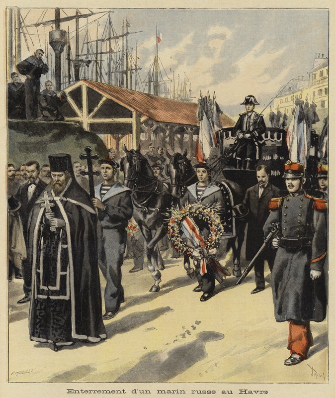 Pogrzeb rosyjskiego marynarza w Le Havre, Francja, 1897 autorstwa French School