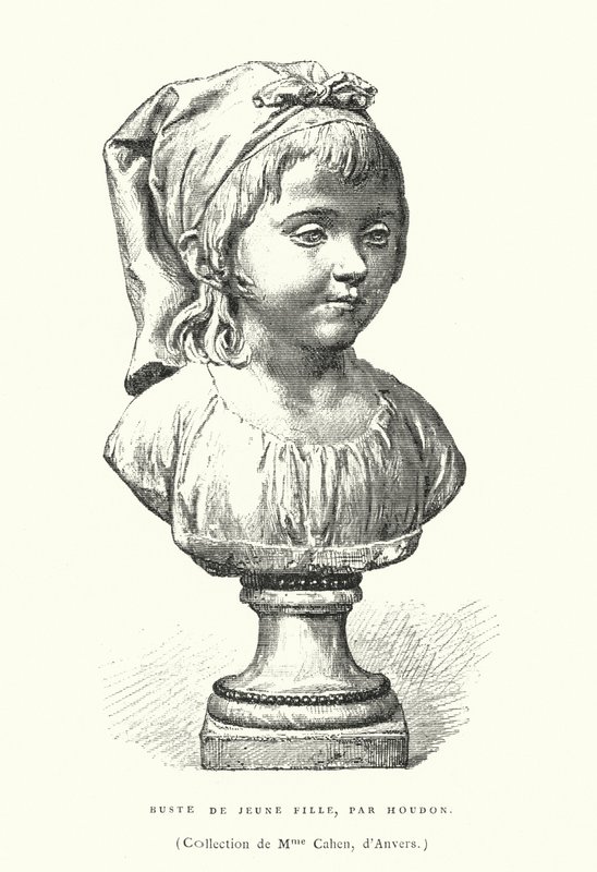 Popiersie młodej dziewczyny, francuski rzeźbiarz Jean-Antoine Houdon, koniec XVIII lub początek XIX wieku (rycina) autorstwa French School