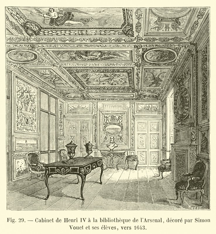 Gabinet Henryka IV w bibliotece Arsenalu, ozdobiony przez Simona Voueta i jego uczniów, ok. 1643 r. autorstwa French School