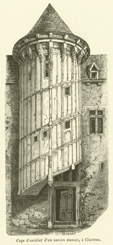 Klatka schodowa starej rezydencji w Chartres (rycina) autorstwa French School