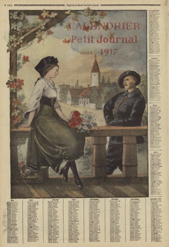 Kalendarz na rok 1917 (kolorowa litografia) autorstwa French School