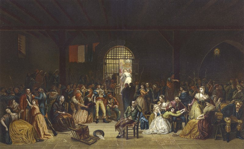 Wezwanie do ostatnich ofiar terroru w więzieniu St Lazare, rewolucja francuska, 1794 autorstwa French School