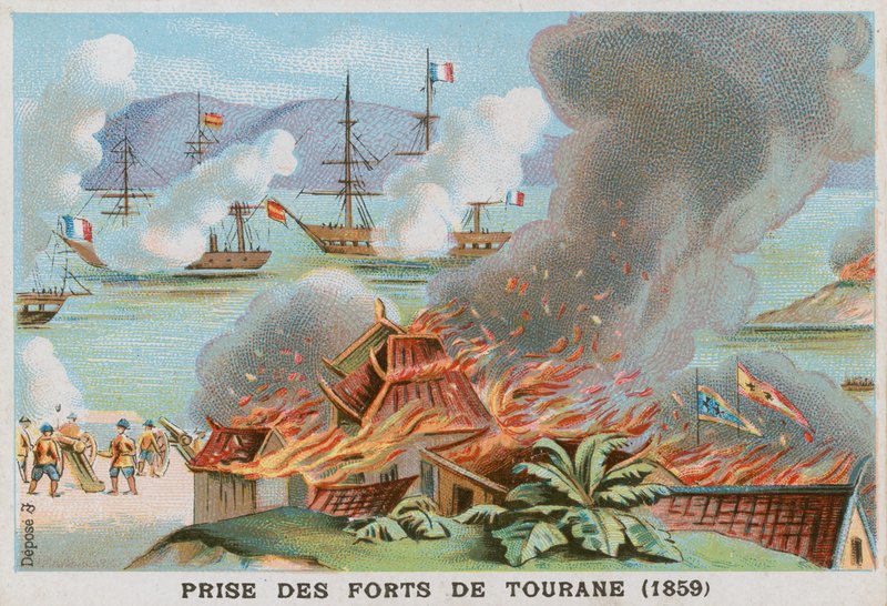 Zdobycie fortów Tourane, 1859 autorstwa French School