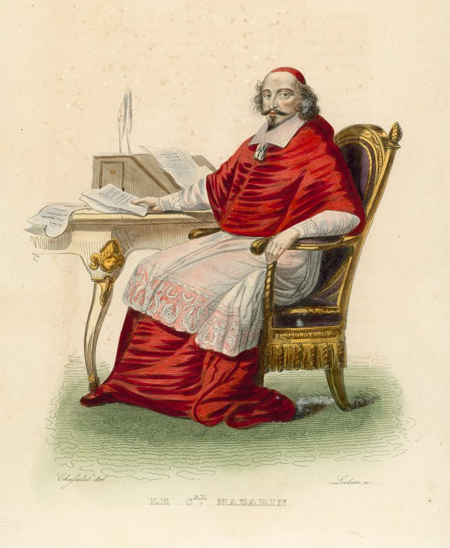 Cardinal Mazarin (kolorowy grawerunek) autorstwa French School