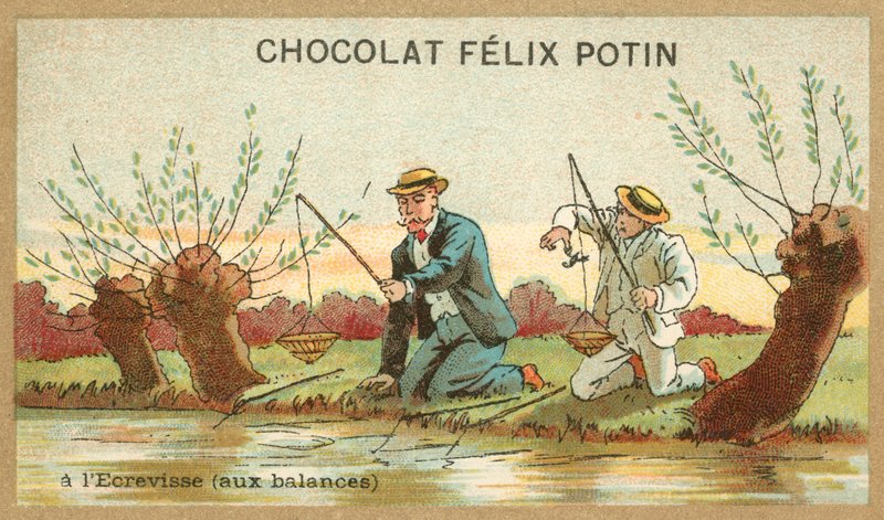 Łowienie raków (chromolitho) autorstwa French School