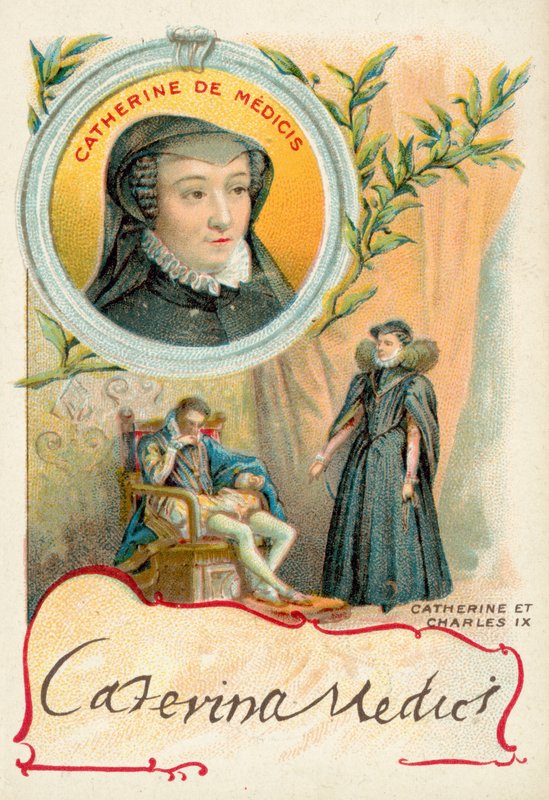 Katarzyna de Medici i jej mąż Karol IX z Francji (chromolitho) autorstwa French School