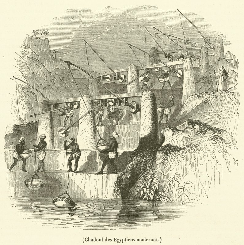 Shadouf współczesnych Egipcjan (rycina) autorstwa French School