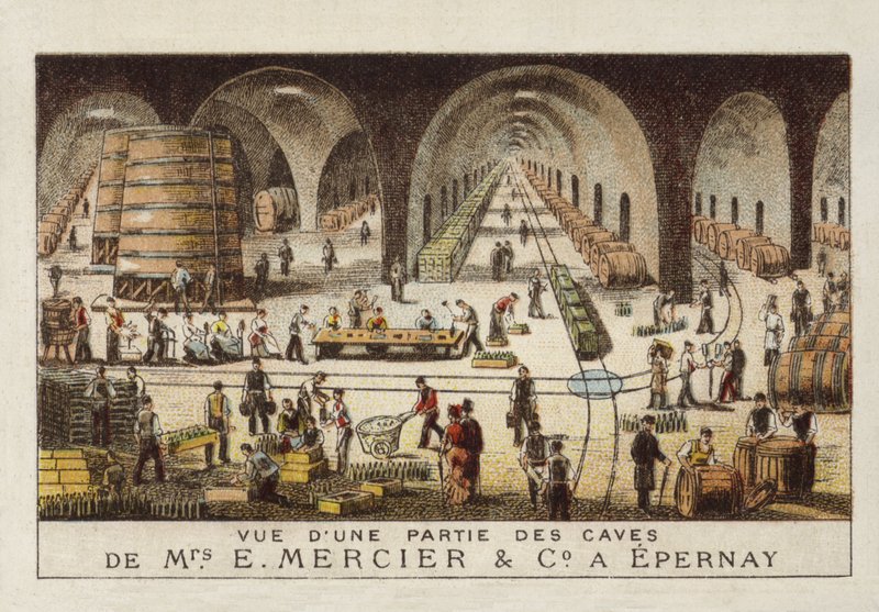 Piwnice szampana firmy E Mercier & Co, Epernay, Francja autorstwa French School