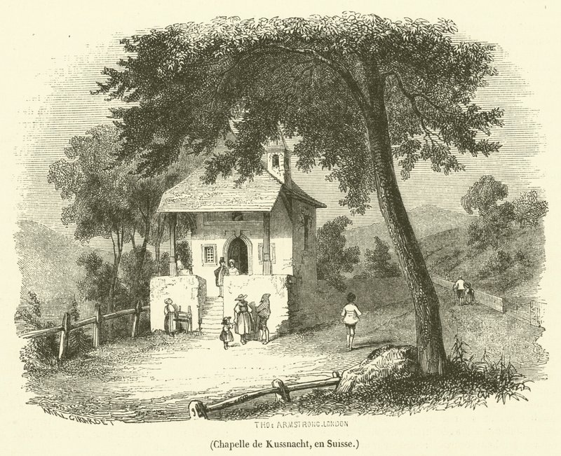 Kaplica Kussnacht, Szwajcaria (rycina) autorstwa French School
