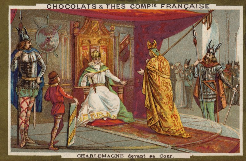 Karol Wielki i jego dwór (chromolitho) autorstwa French School