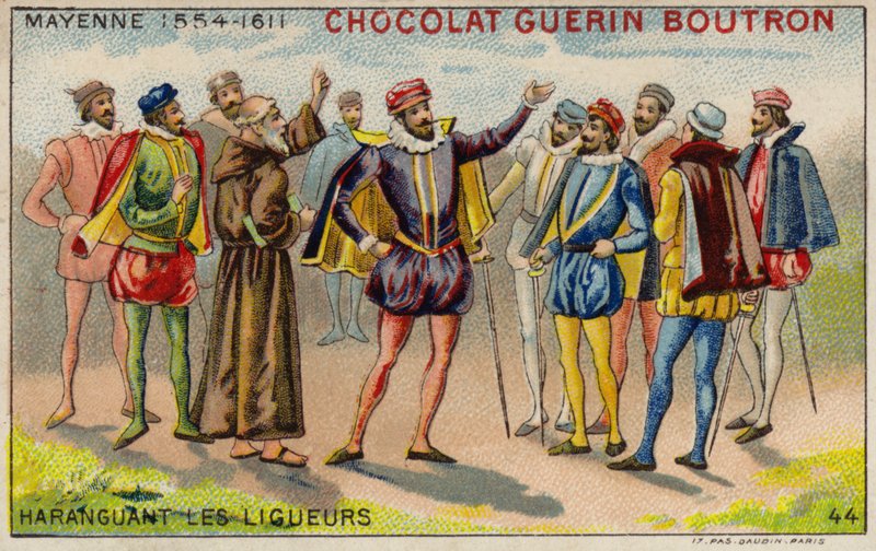Karol, książę Mayenne, zwracając się do członków Ligi Katolickiej (chromolitho) autorstwa French School