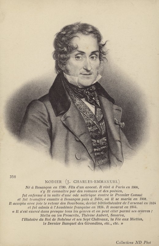 Charles Nodier (1780-1844), francuski powieściopisarz i autor opowiadań (litografia) autorstwa French School