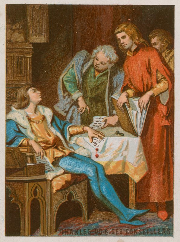 Karol VII ze swoimi doradcami autorstwa French School