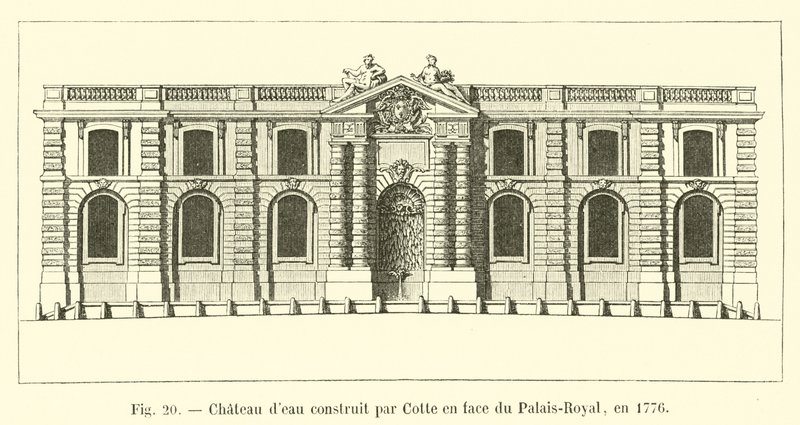 Wieża ciśnień zbudowana przez Cotte naprzeciwko Palais-Royal w 1776 r. autorstwa French School