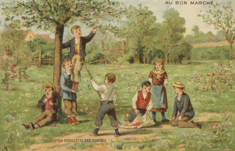 Dzieci Zbieranie Wiśni autorstwa French School