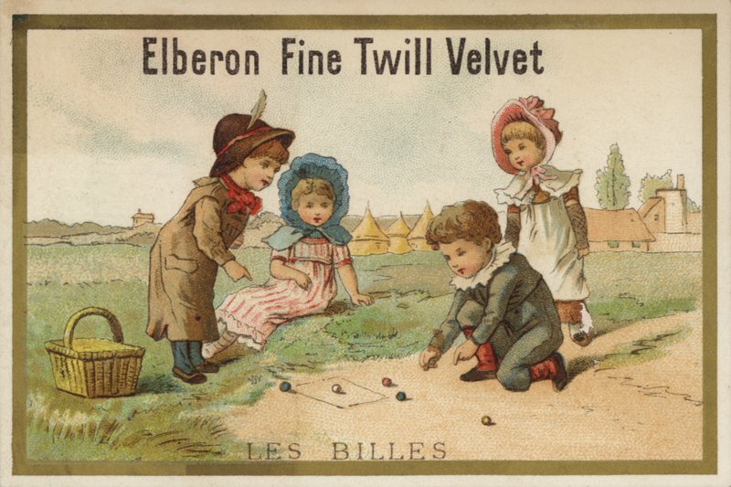 Dzieci bawiące się kulkami (chromolitho) autorstwa French School