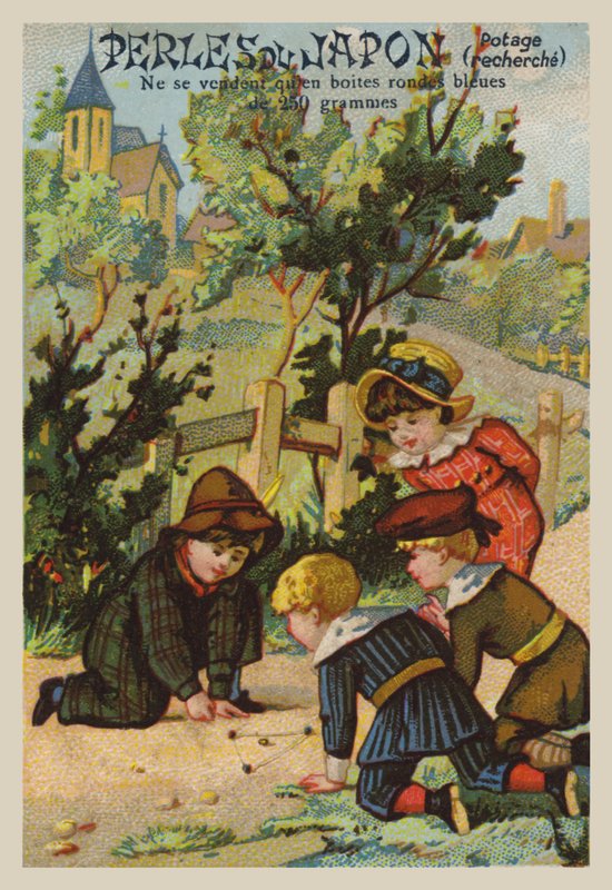 Dzieci bawiące się kulkami (chromolitho) autorstwa French School