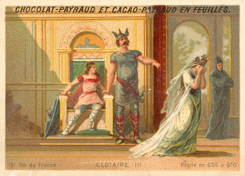 Chlothar III, frankoński król Neustrii i Burgundii (chromolitho) autorstwa French School