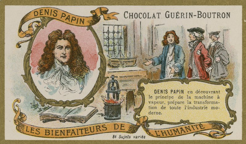 Karta handlowa Chocolate Guerin-Boutron, Denis Papin autorstwa French School
