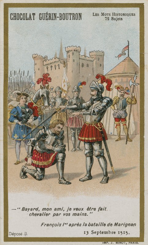 Karta handlowa Chocolat Guerin-Boutron, seria Historyczne słowa autorstwa French School
