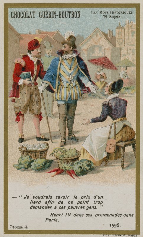 Karta handlowa Chocolat Guerin-Boutron, seria Historyczne słowa autorstwa French School