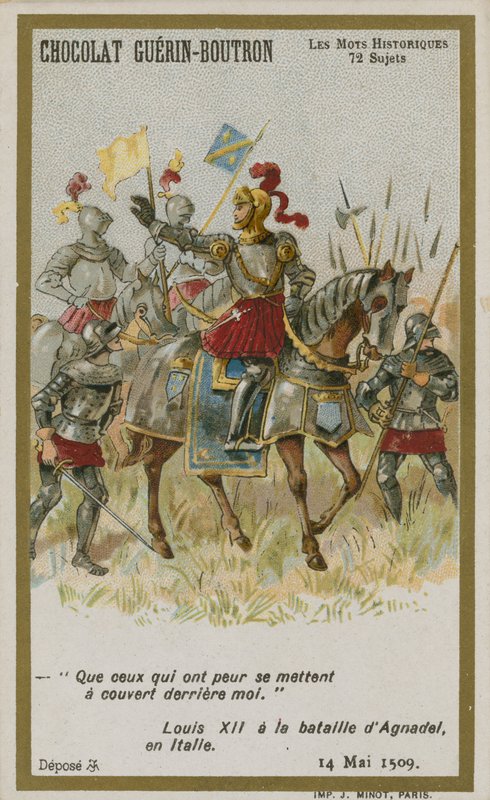 Karta handlowa Chocolat Guerin-Boutron, seria Historyczne słowa autorstwa French School