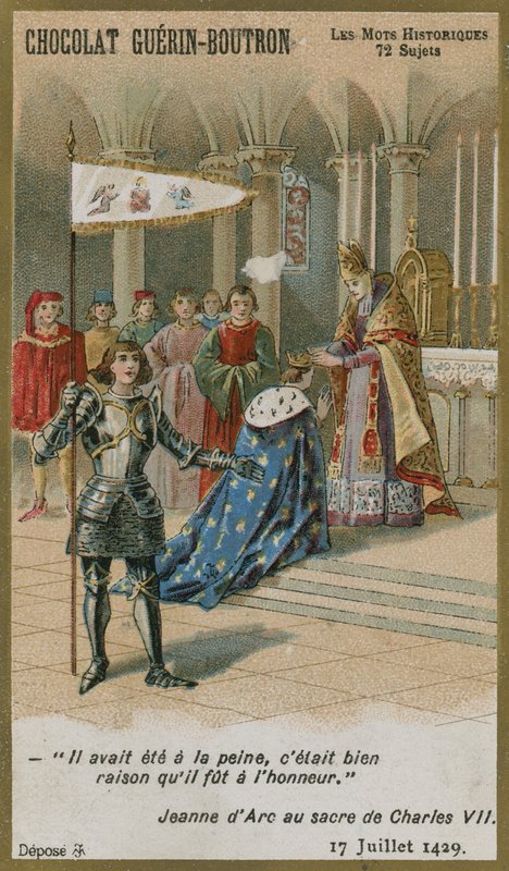 Karta handlowa Chocolat Guerin-Boutron, seria Historyczne słowa autorstwa French School