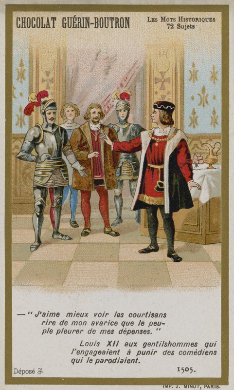 Karta handlowa Chocolat Guerin-Boutron, seria Historyczne słowa autorstwa French School