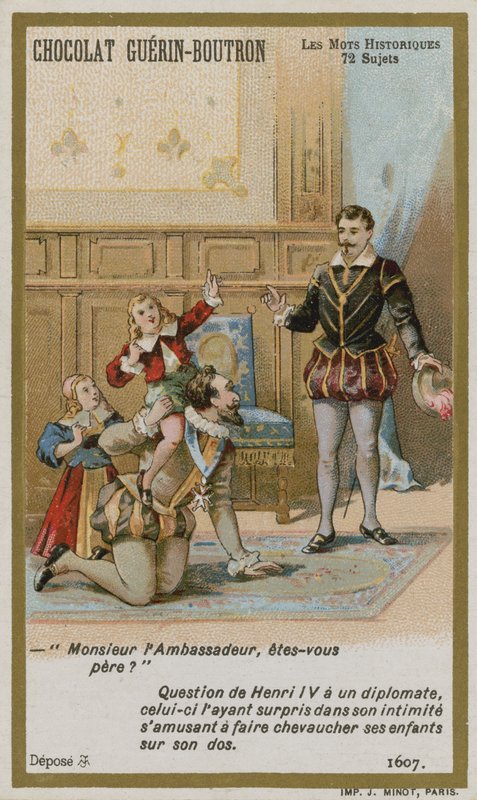 Karta handlowa Chocolat Guerin-Boutron, seria Historyczne słowa autorstwa French School