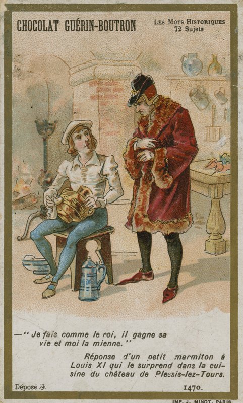 Karta handlowa Chocolat Guerin-Boutron, seria Historyczne słowa autorstwa French School