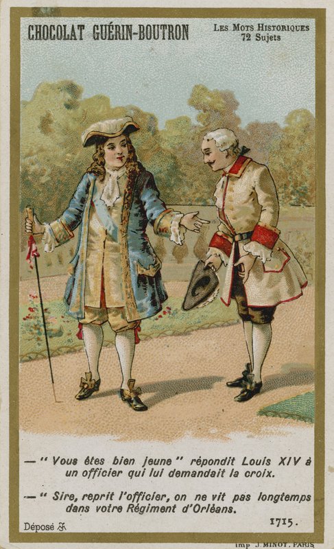 Karta handlowa Chocolat Guerin-Boutron, seria Historyczne słowa autorstwa French School
