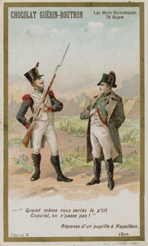 Karta handlowa Chocolat Guerin-Boutron, seria Historyczne słowa autorstwa French School
