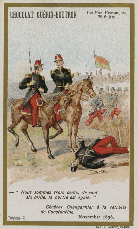 Karta handlowa Chocolat Guerin-Boutron, seria Historyczne słowa autorstwa French School