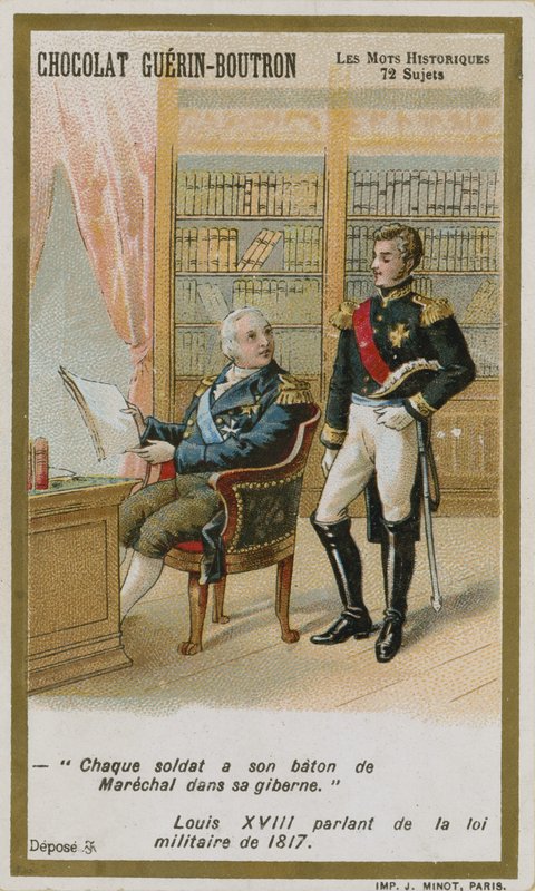 Karta handlowa Chocolat Guerin-Boutron, seria Historyczne słowa autorstwa French School