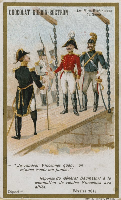 Karta handlowa Chocolat Guerin-Boutron, seria Historyczne słowa autorstwa French School