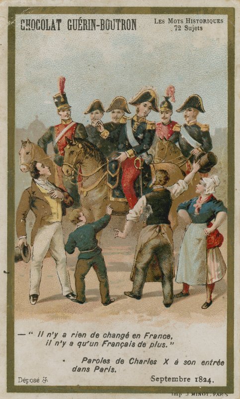 Karta handlowa Chocolat Guerin-Boutron, seria Historyczne słowa autorstwa French School