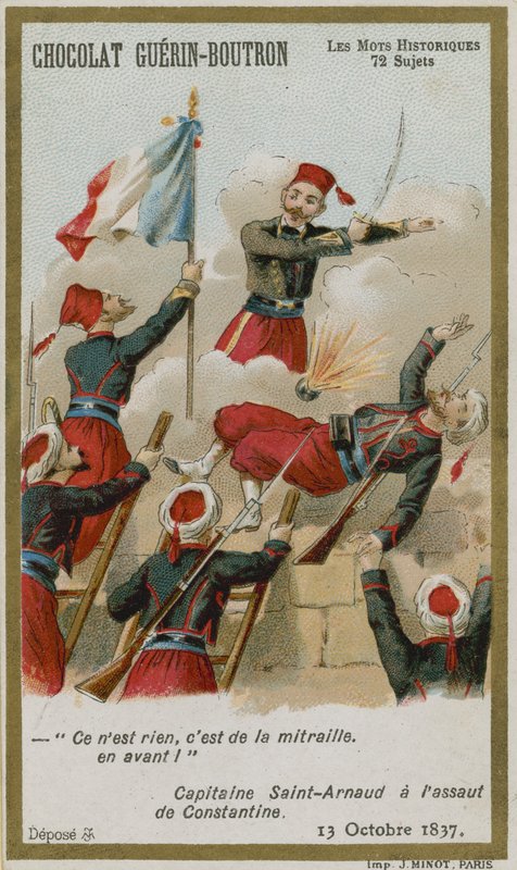 Karta handlowa Chocolat Guerin-Boutron, seria Historyczne słowa autorstwa French School