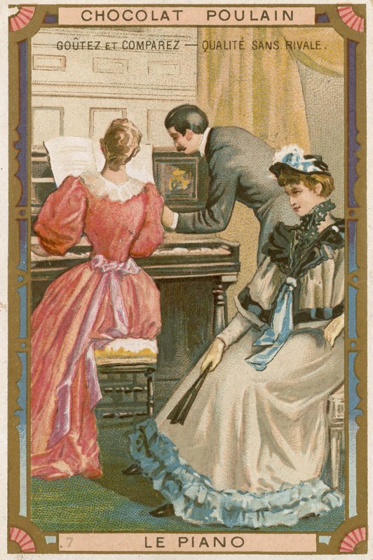 Karta handlowa z czekoladą Poulain autorstwa French School