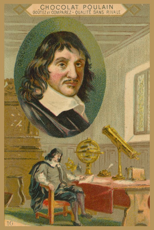 Karta handlowa Chocolate Poulain, Rene Descartes autorstwa French School