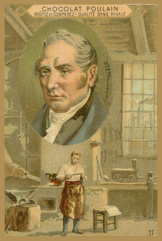Karta handlowa Chocolate Poulain, Robert Stephenson autorstwa French School