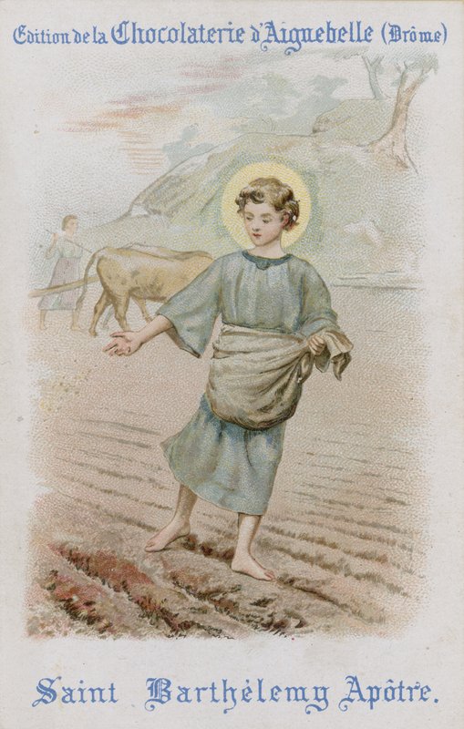 Karta handlowa czekolady Aiguebelle (chromolitho) autorstwa French School