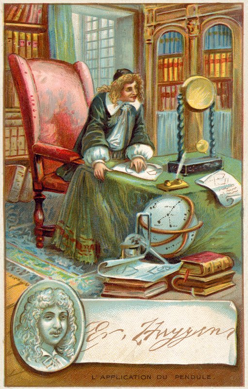 Christiaan Huygens, holenderski matematyk i naukowiec (chromolitho) autorstwa French School