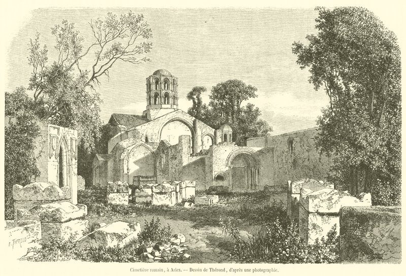 Romain Cimetiere, Arles (grawerowanie) autorstwa French School