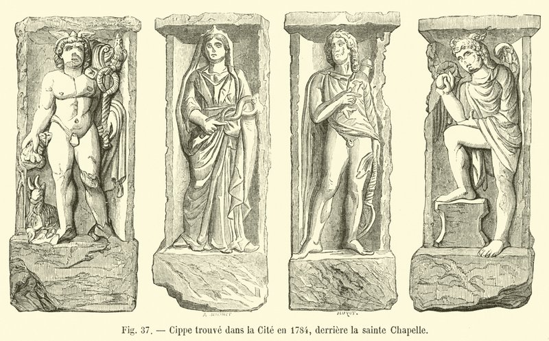 Cippus znaleziony w mieście w 1784 roku, za Sainte Chapelle autorstwa French School