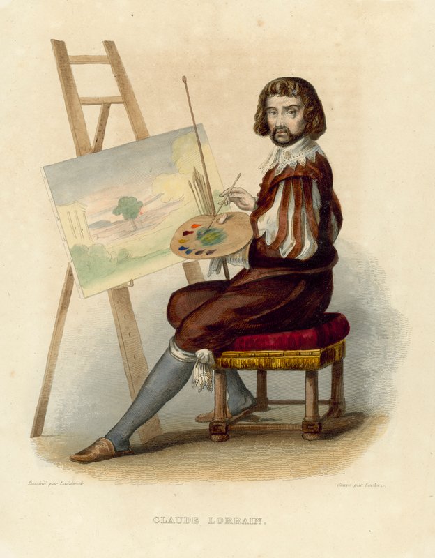 Claude Lorrain (kolorowy grawerunek) autorstwa French School