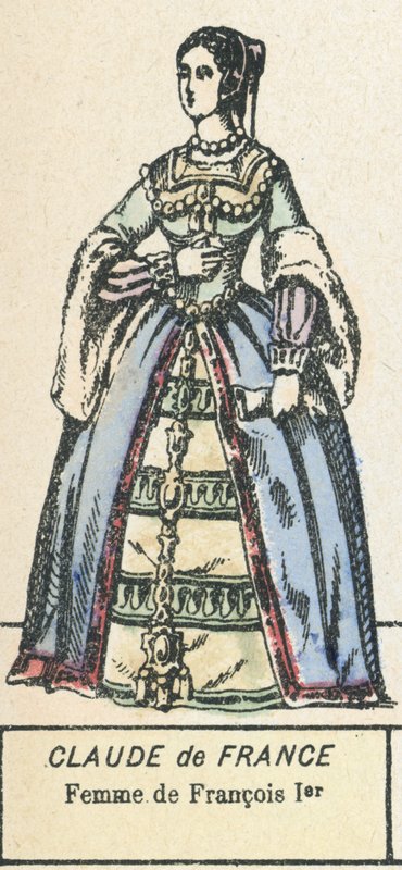 Claude de France, żona Franciszka I (kolorowy grawerunek) autorstwa French School
