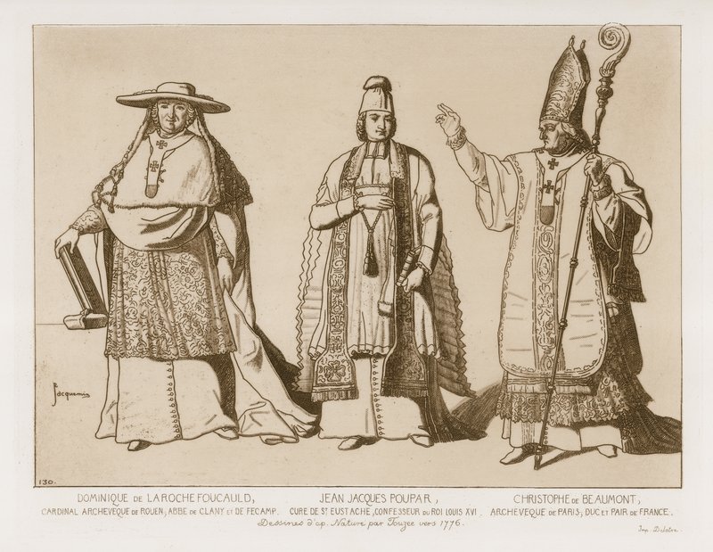 Strój kapłański, rysunki według grafiki Touzee, ok. 1776 r. autorstwa French School