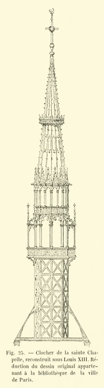 Dzwonnica Sainte Chapelle, przebudowana za Ludwika XIII, Redukcja oryginalnego rysunku należącego do biblioteki miasta Paryża autorstwa French School