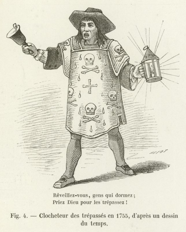 Clocheteur des trepasses w 1755, z ówczesnego rysunku autorstwa French School