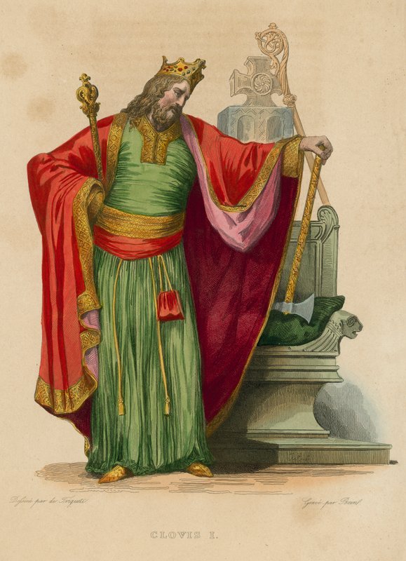 Clovis I (kolorowy grawer) autorstwa French School